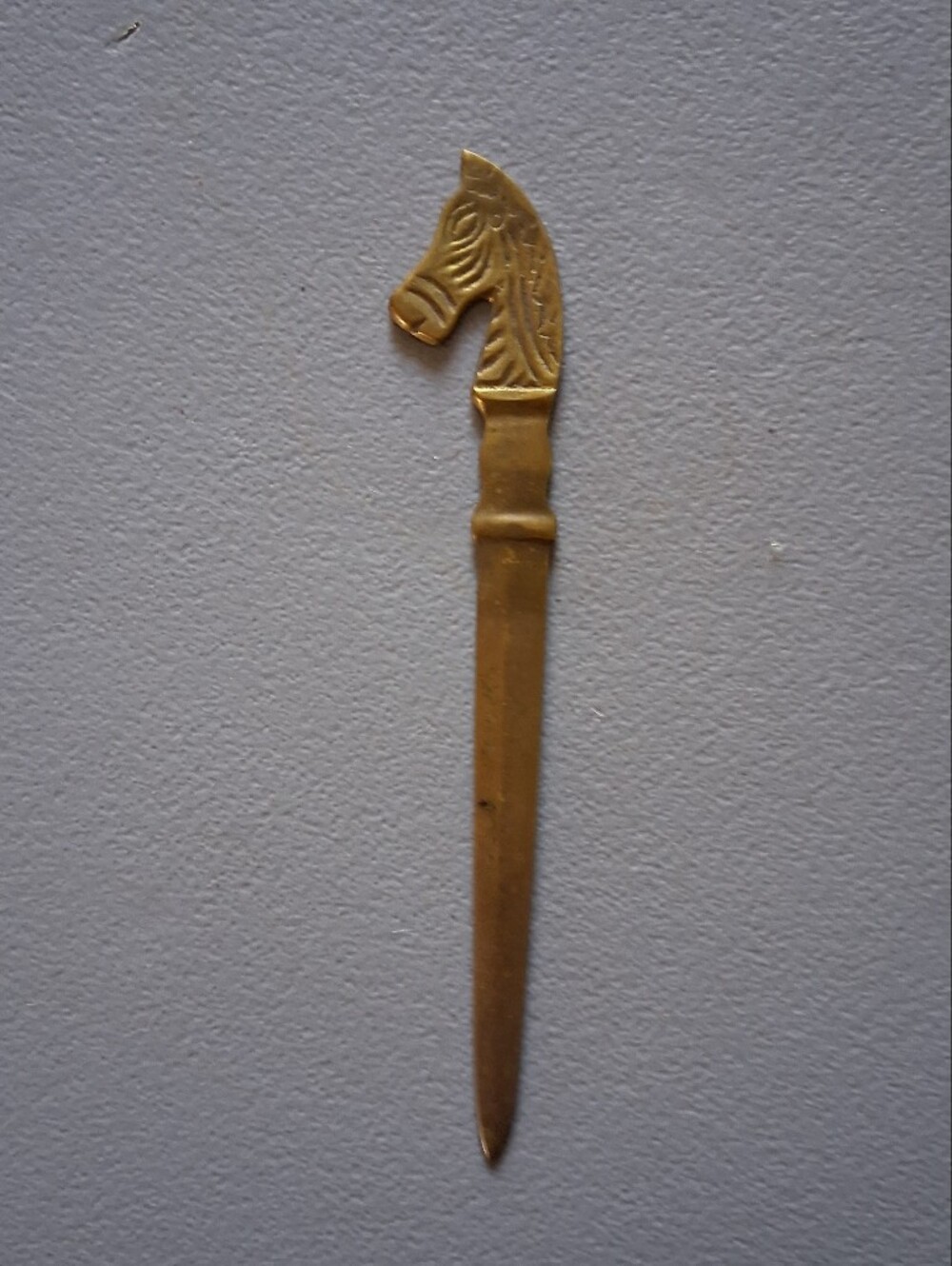 vintage mid-century solid brass horse head letter opener.